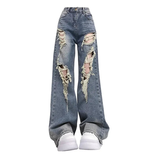 Baggy Jeans Womens Jeans Y2k Jeans Womens Pants Jeans Ripped DenimTrendy High Waisted Relaxed Straight Leg Wide Trousers