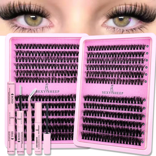 DIY Clusters Lashes 40D60D Eyelash Extension Dovetail Segmented Lashes Individual Eyelashes With Lash Glue Remover